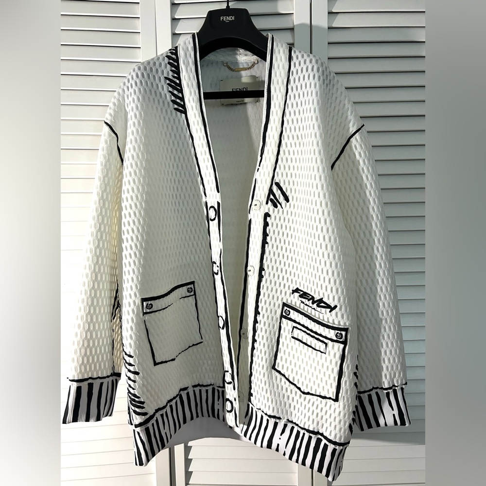 Fendi Textured White and Black Cardigan/jacket